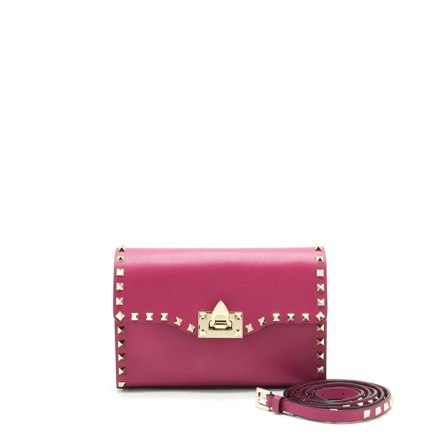 Valentino Rockstud Flap Purse Dark Pink