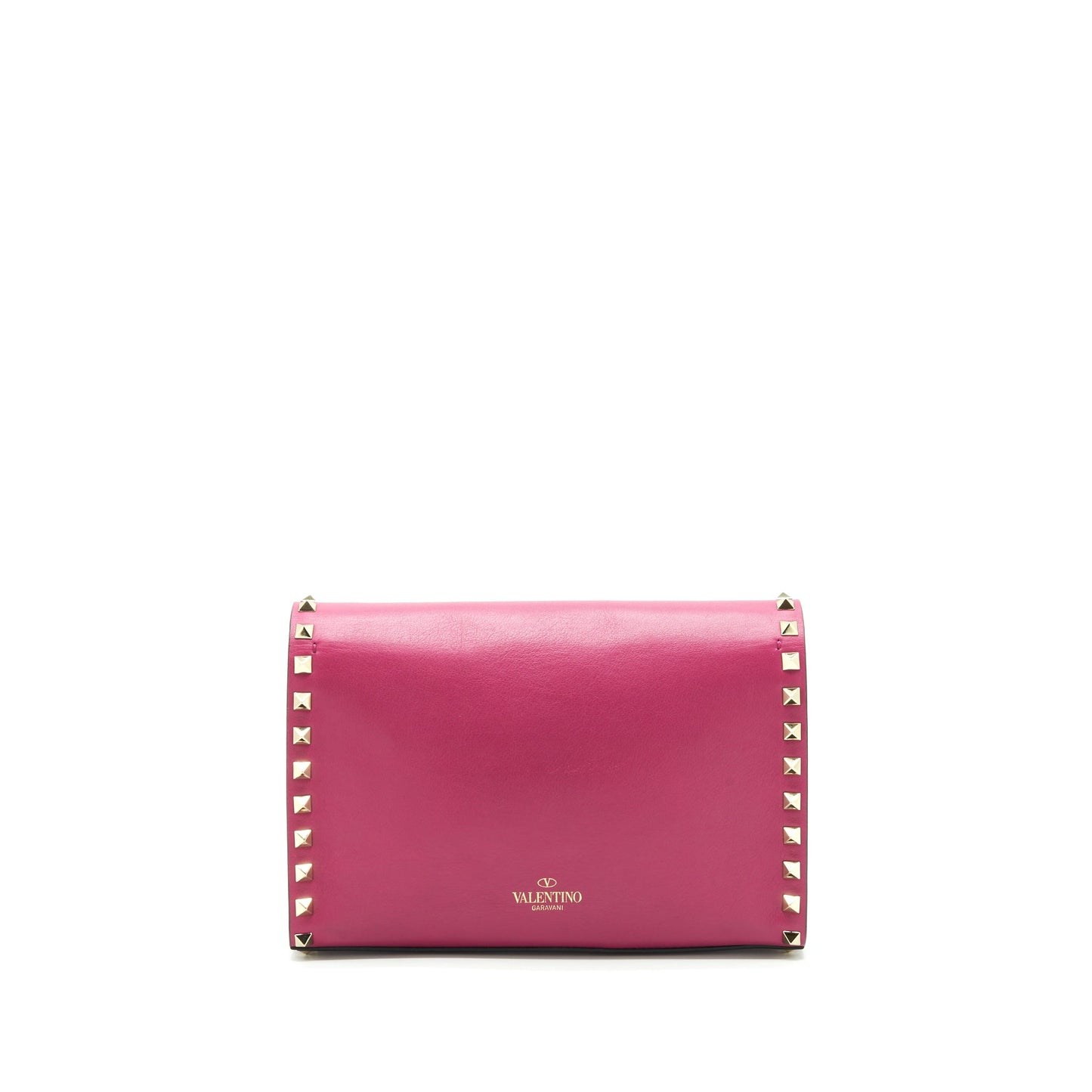 Valentino Rockstud Flap Purse Dark Pink