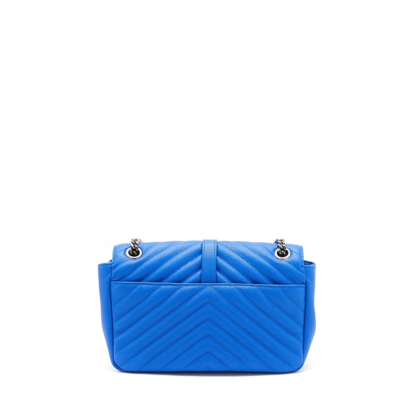Saint laurent Mini College Purse grained calfskin blue ruthenium Hardware