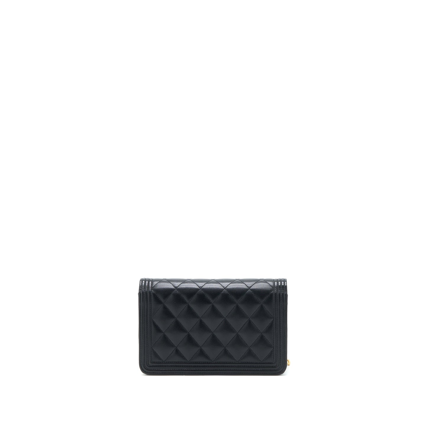 Chanel Boy Wallet on Chain Lambskin Black Brushed GHW