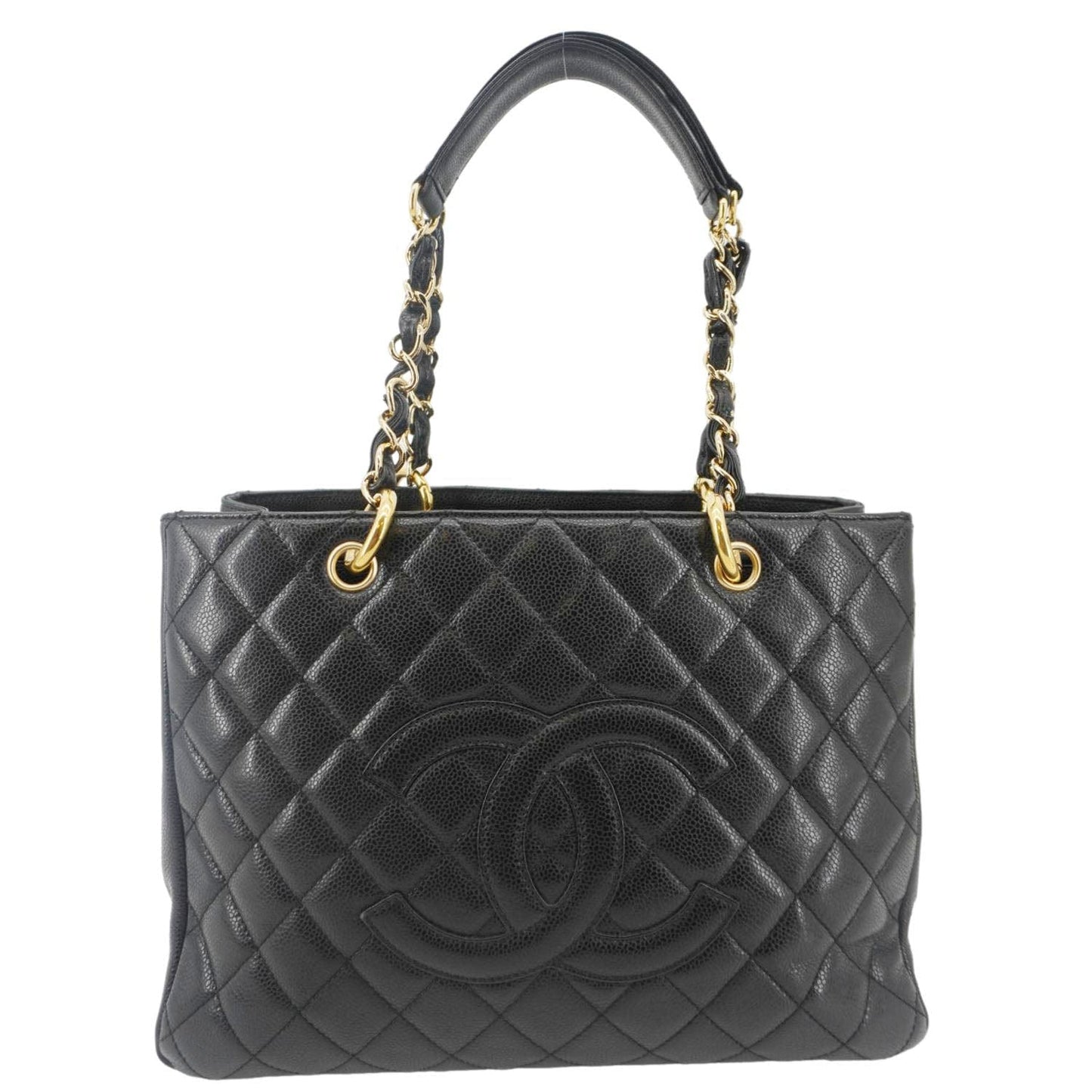 CHANEL Grand Shopping Quilted Leather Tote Bag Black