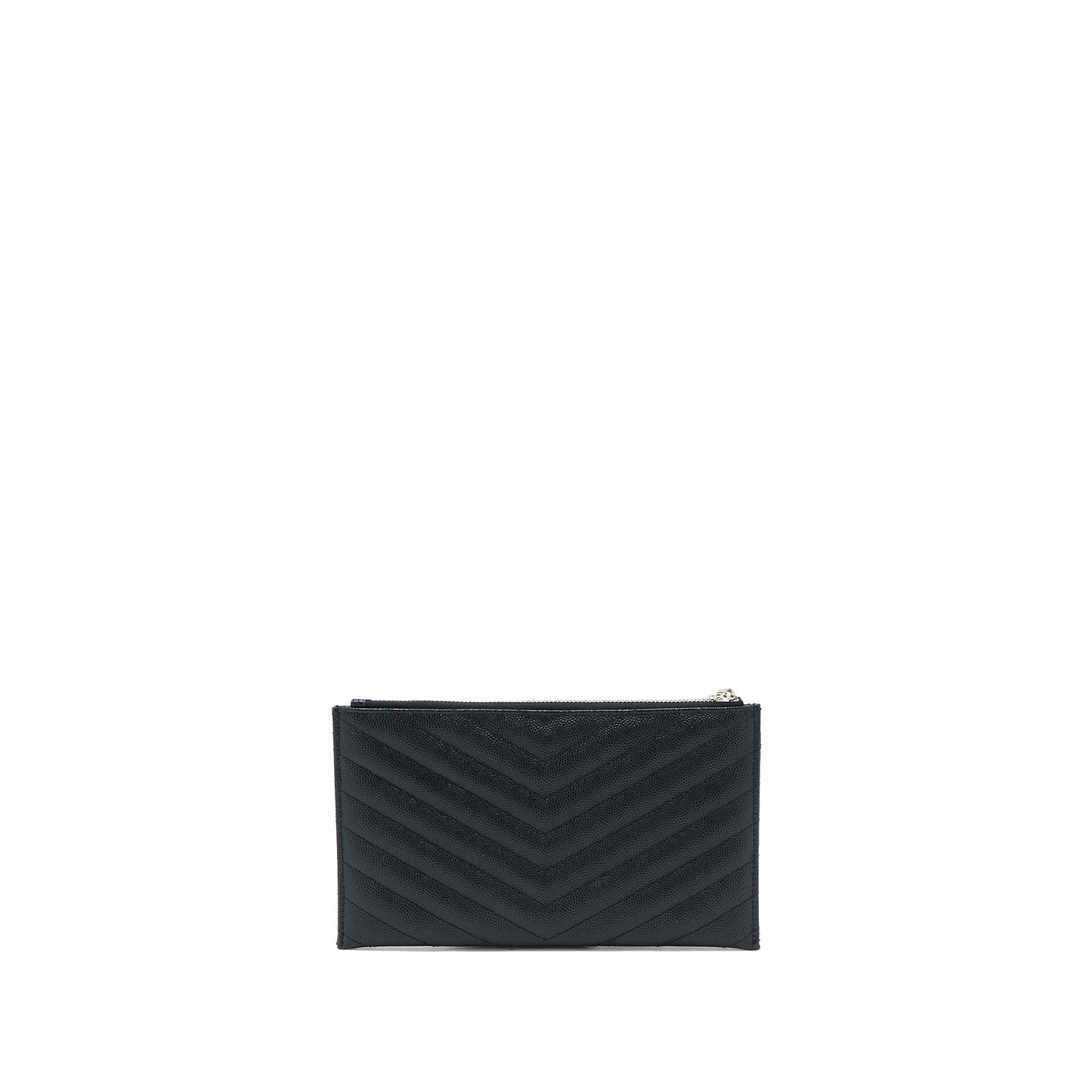 Saint Laurent Cassandra Matelasse Zipped Pouch Grained Calfskin Black