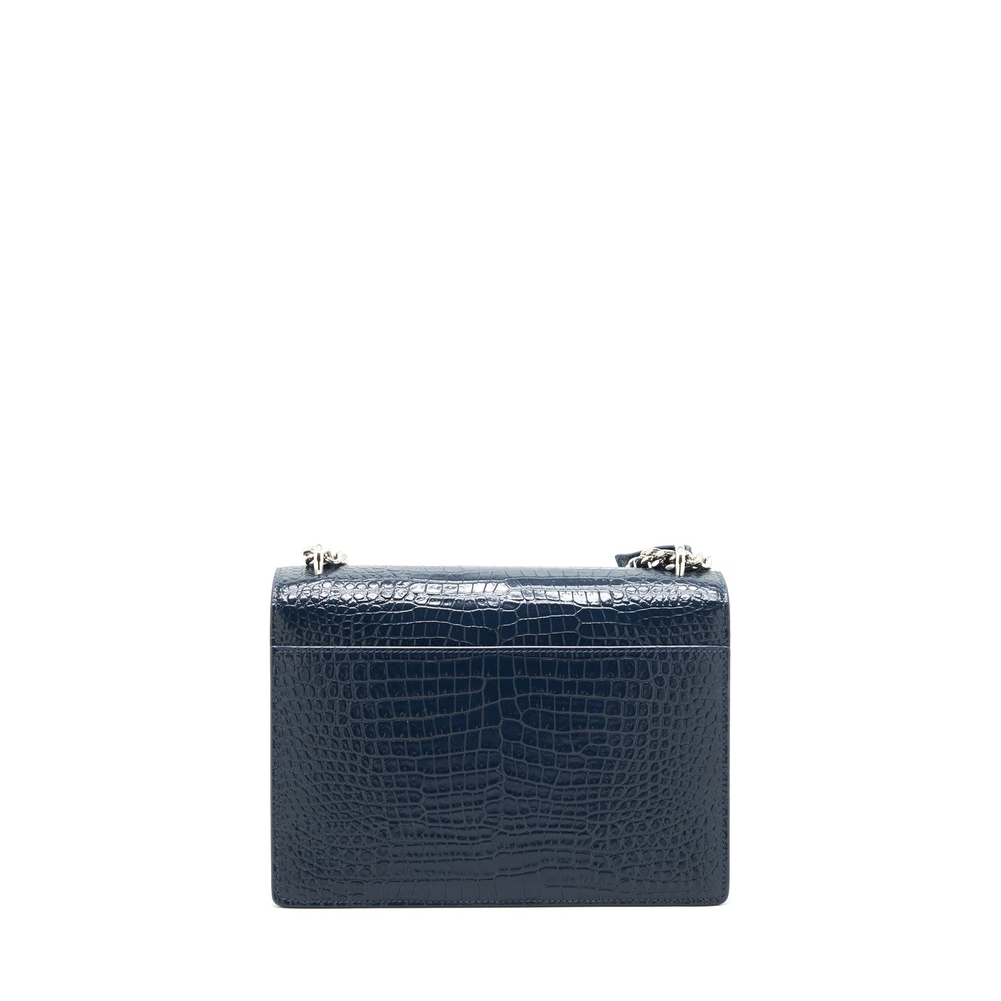 Saint Laurent Medium Sunset Purse Crocodile-Embossed calfskin dark blue