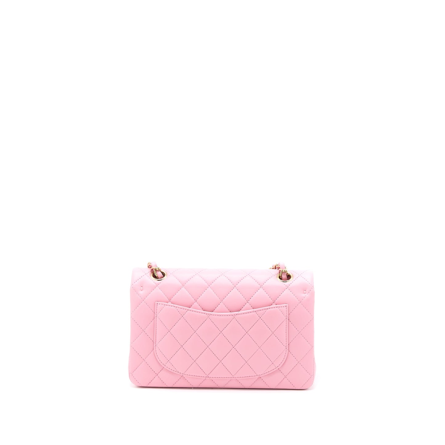 Chanel Small Classic Flap Bag Lambskin Pink LGHW (Microchip)