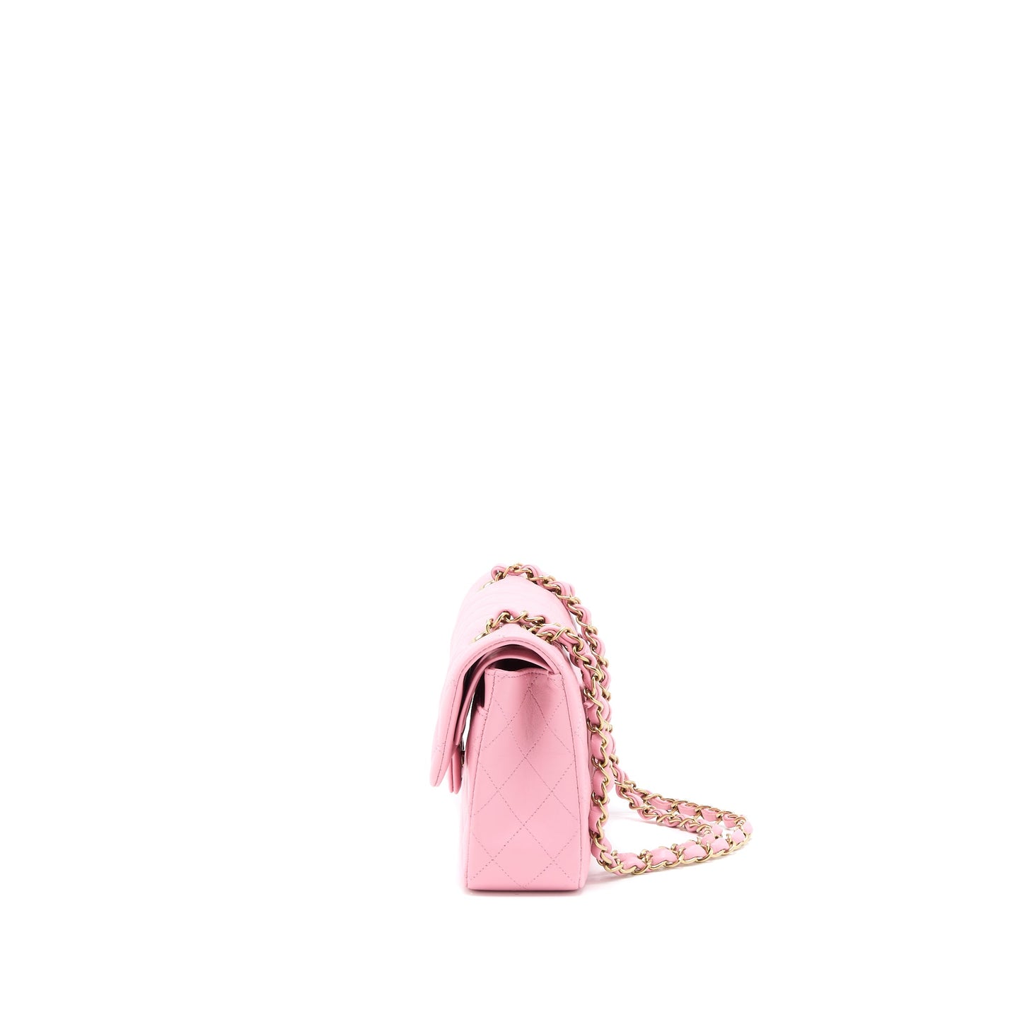 Chanel Small Classic Flap Bag Lambskin Pink LGHW (Microchip)