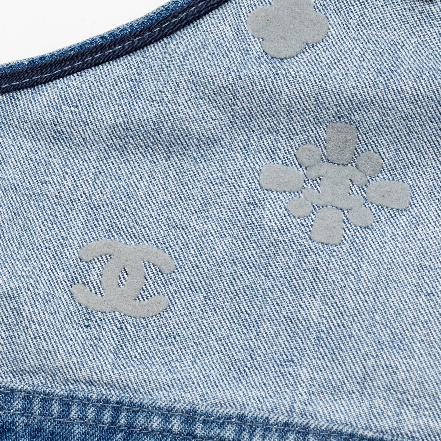 Chanel Size 34 Coco Mark Button Tank Top Denim Blue SHW