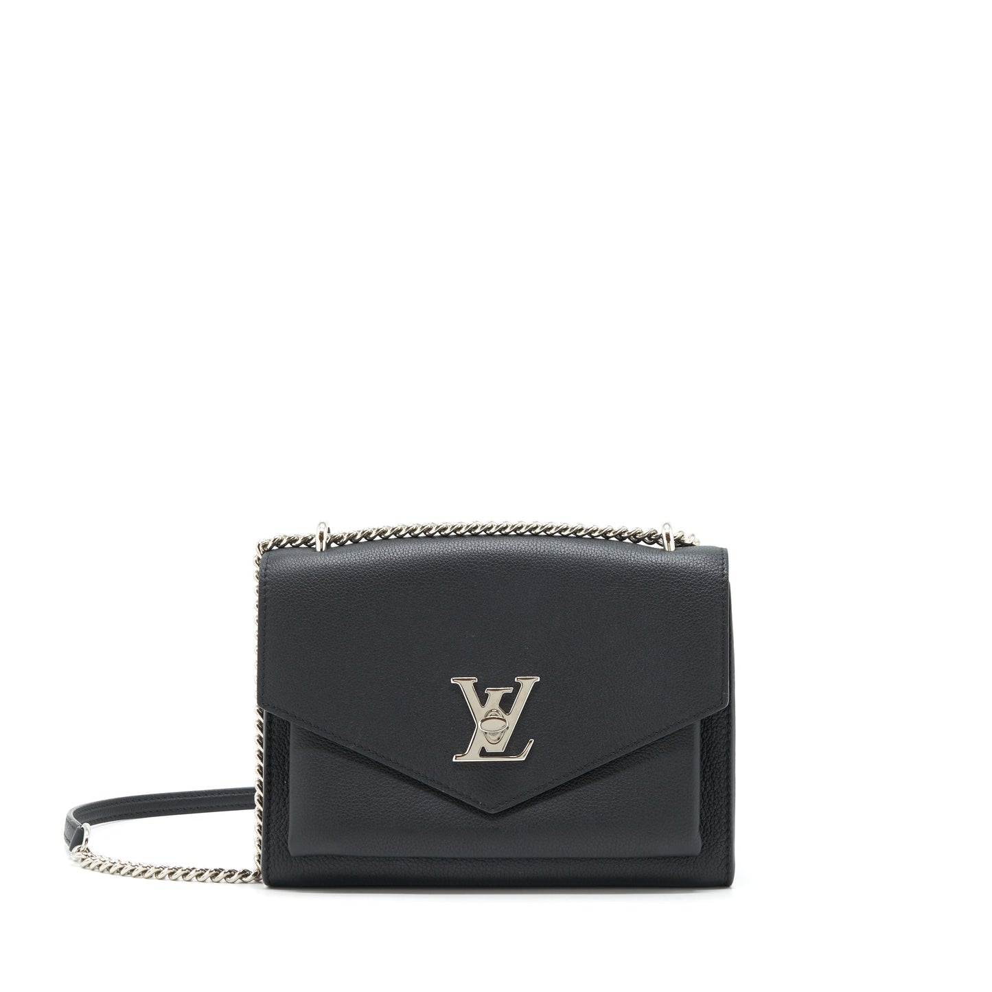 Louis Vuitton Mylockme Satchel Chain Purse Calfskin Black