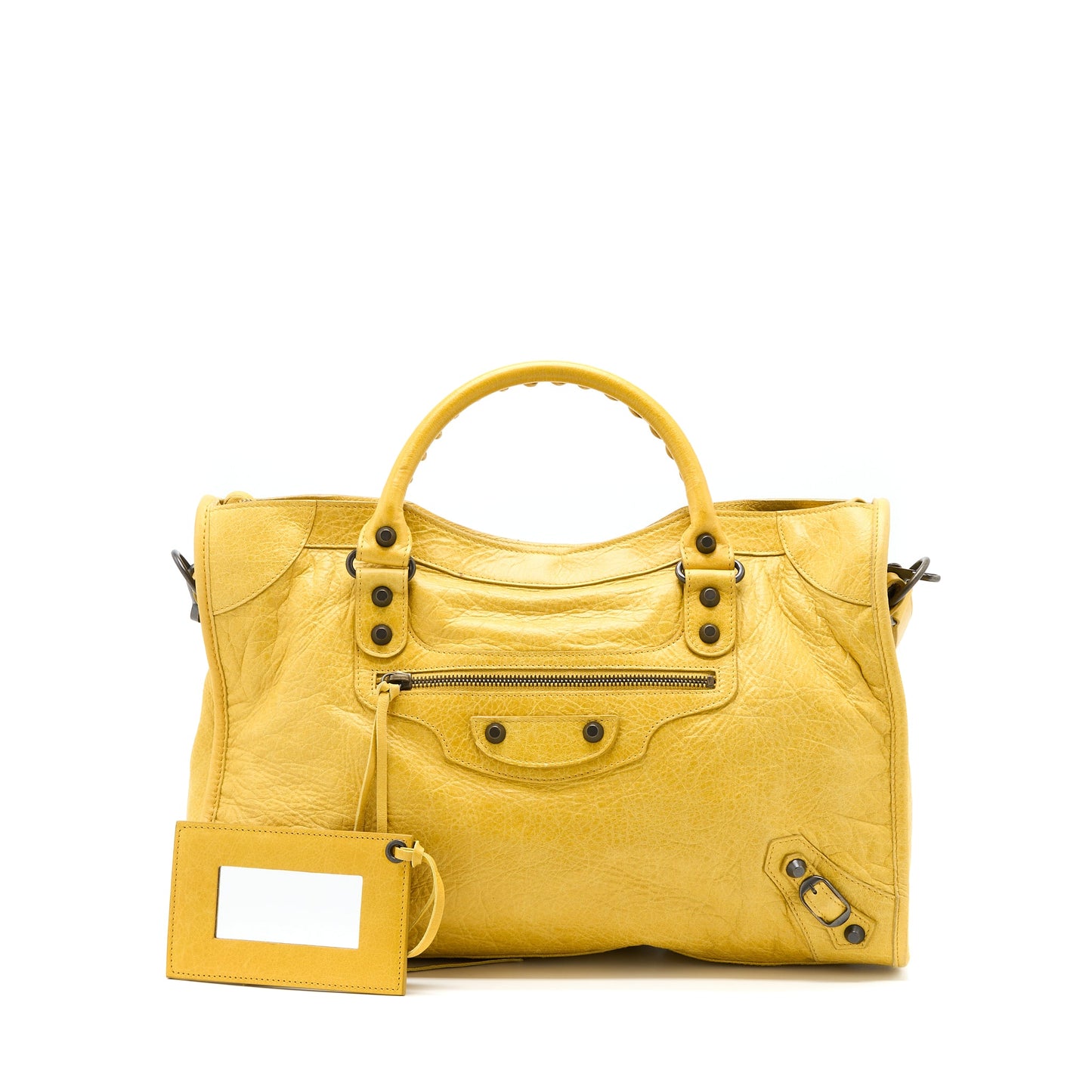 Balenciaga Classic City Purse Lambskin Yellow with Black Hardware