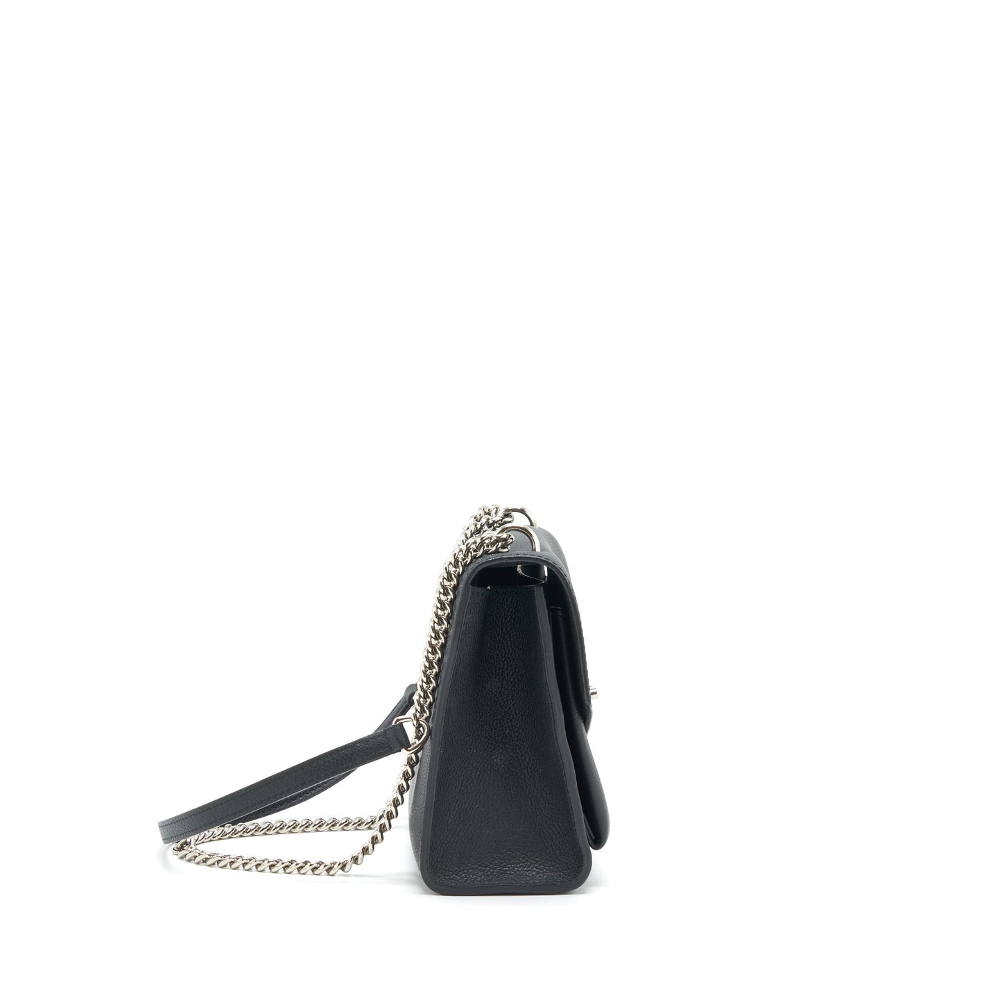 Louis Vuitton Mylockme Satchel Chain Purse Calfskin Black