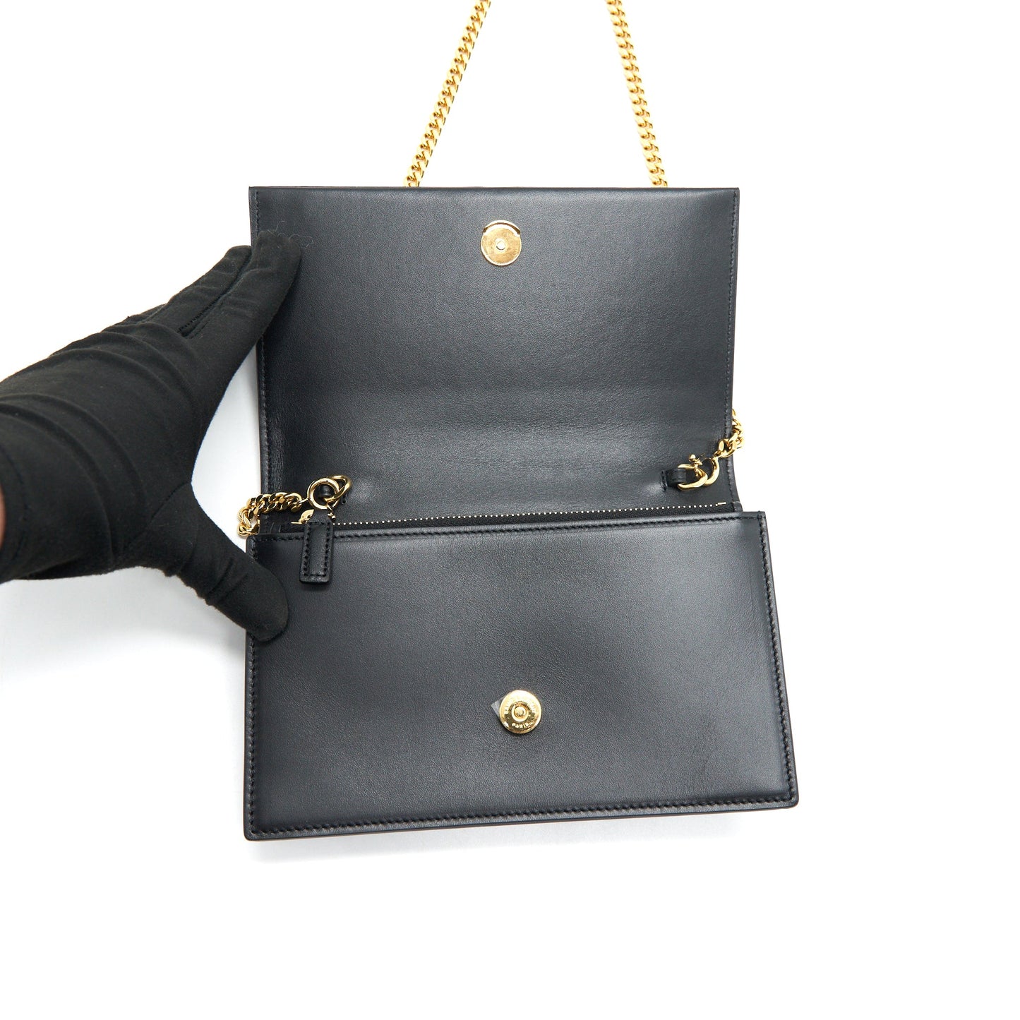 Saint Lauren Kate wallet on chain with Tassel black