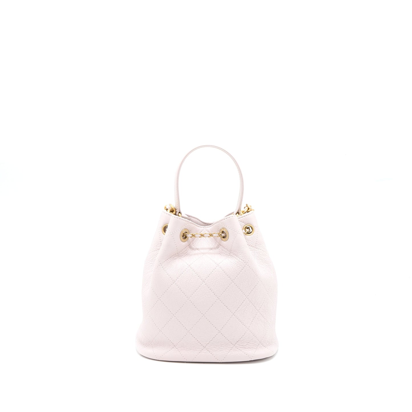 Chanel Drawstring Bucket Bag Lambskin Light Pink GHW