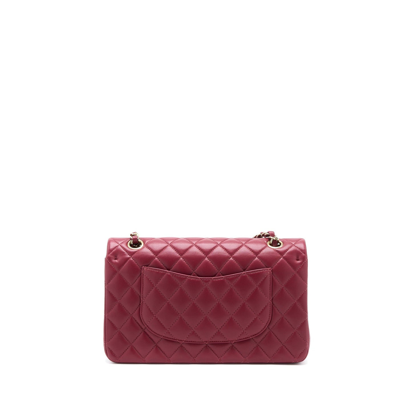 Chanel Medium Classic Flap Bag Lambskin Dark Red LGHW (Microchip)