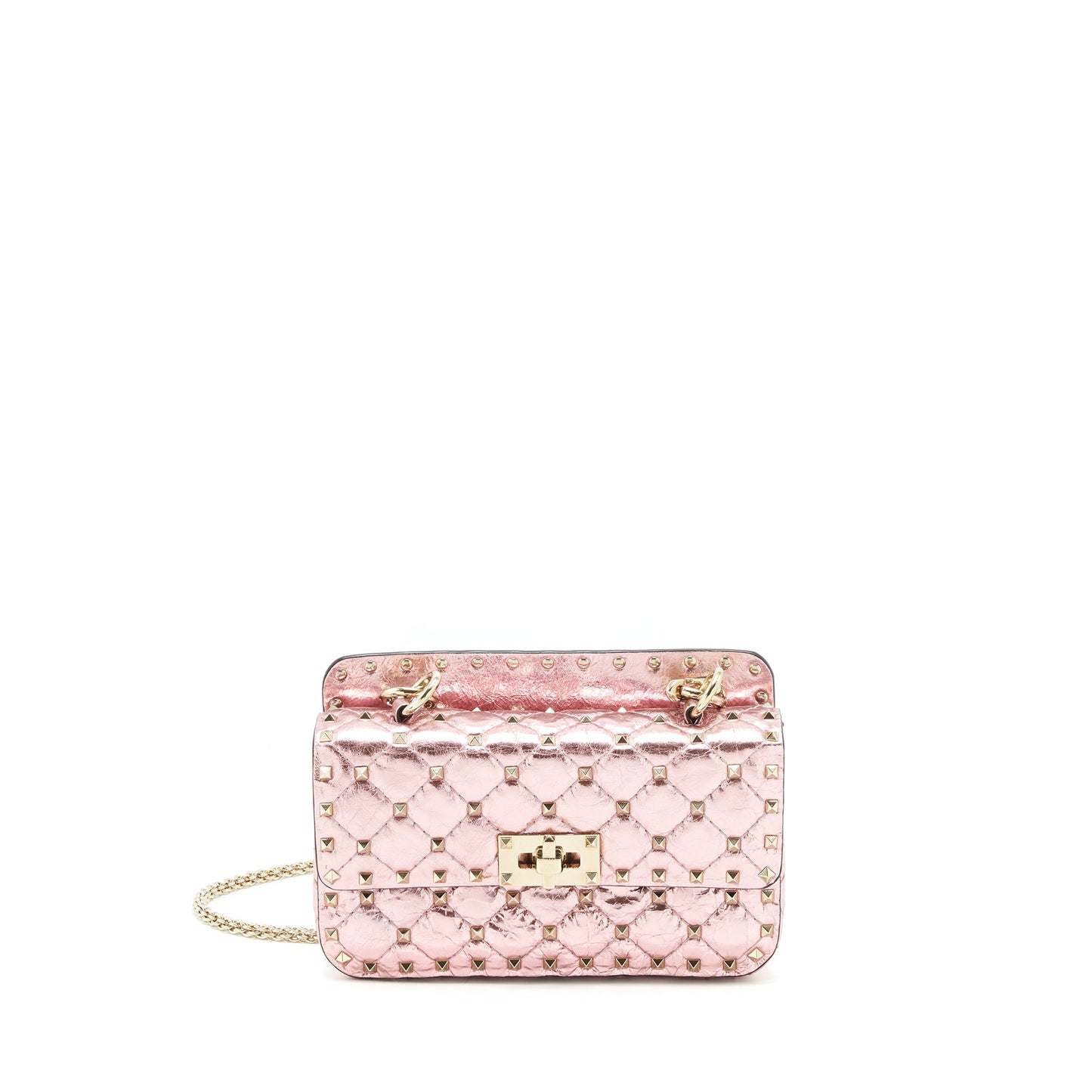 Valentino Garavani rockstud Spike Small leather Mini Purse Metallic Pink