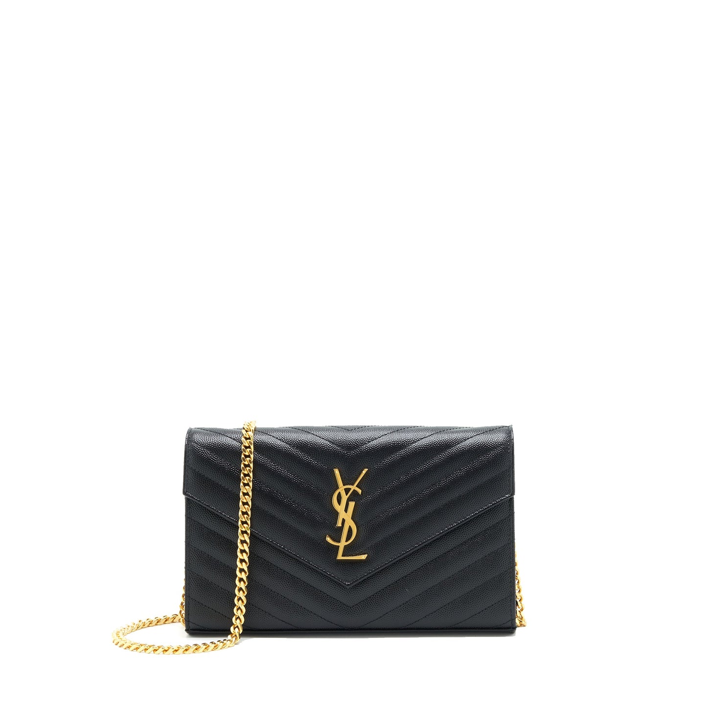 Saint laurent Envelope Chain Crossbody Purse Grained CalfSkin black