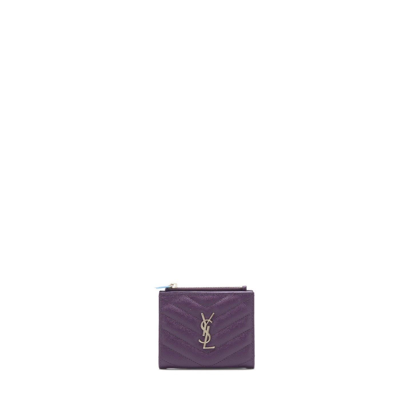 Saint Laurent Quilted Monogram Bi-fold Wallet Dark Purple