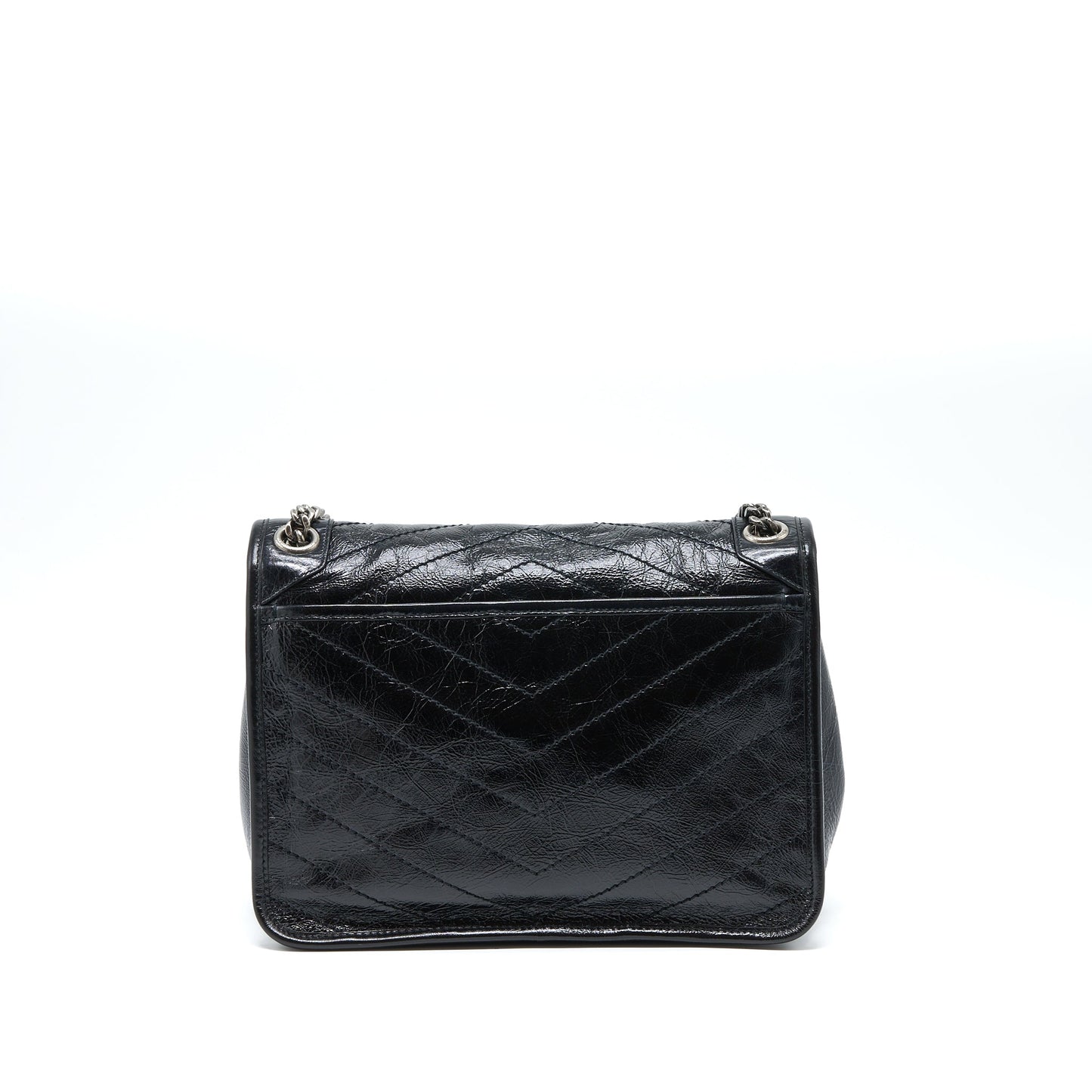 Saint Laurent Medium Niki Chain Purse Aged Calfskin Black Ruthenium Hardware