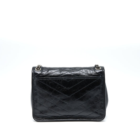 Saint Laurent Medium Niki Chain Purse Aged Calfskin Black Ruthenium Hardware