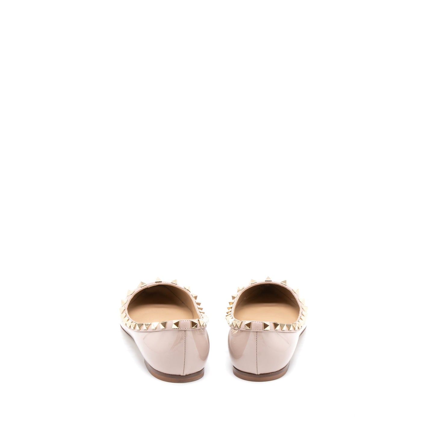 Valentino Size 37 Rockstud Ballet Flap Patent Poudre