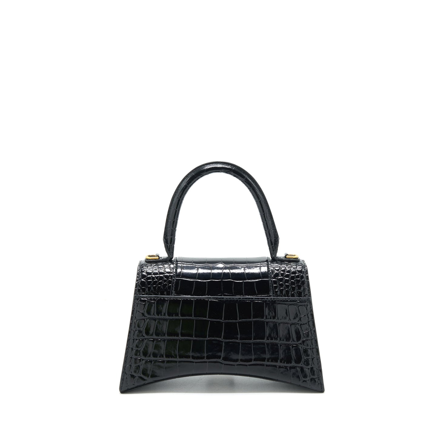 Balenciaga Hourglass S Crocodile-Embossed leather handbag Black