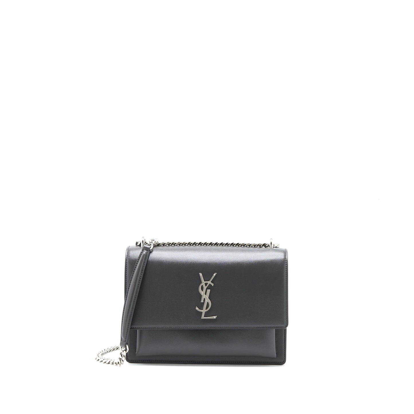 Saint Laurent Sunset Chain Purse Calfskin Dark Grey