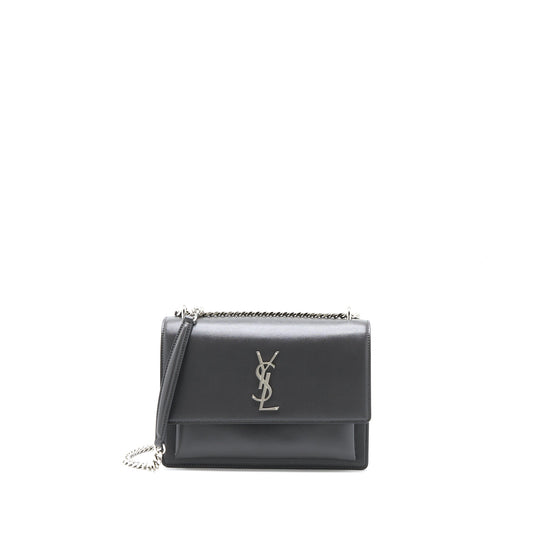 Saint Laurent Sunset Chain Purse Calfskin Dark Grey