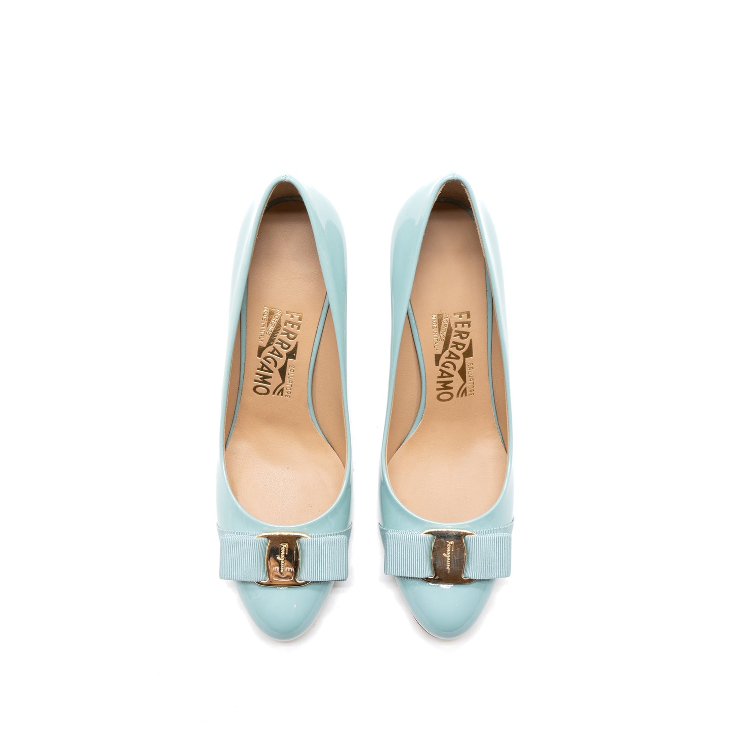 Ferragamo Size 6.5C Carla 70 Pumps Patent Aquarelle