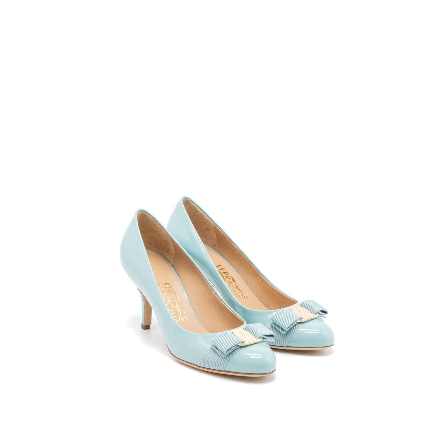 Ferragamo Size 6.5C Carla 70 Pumps Patent Aquarelle