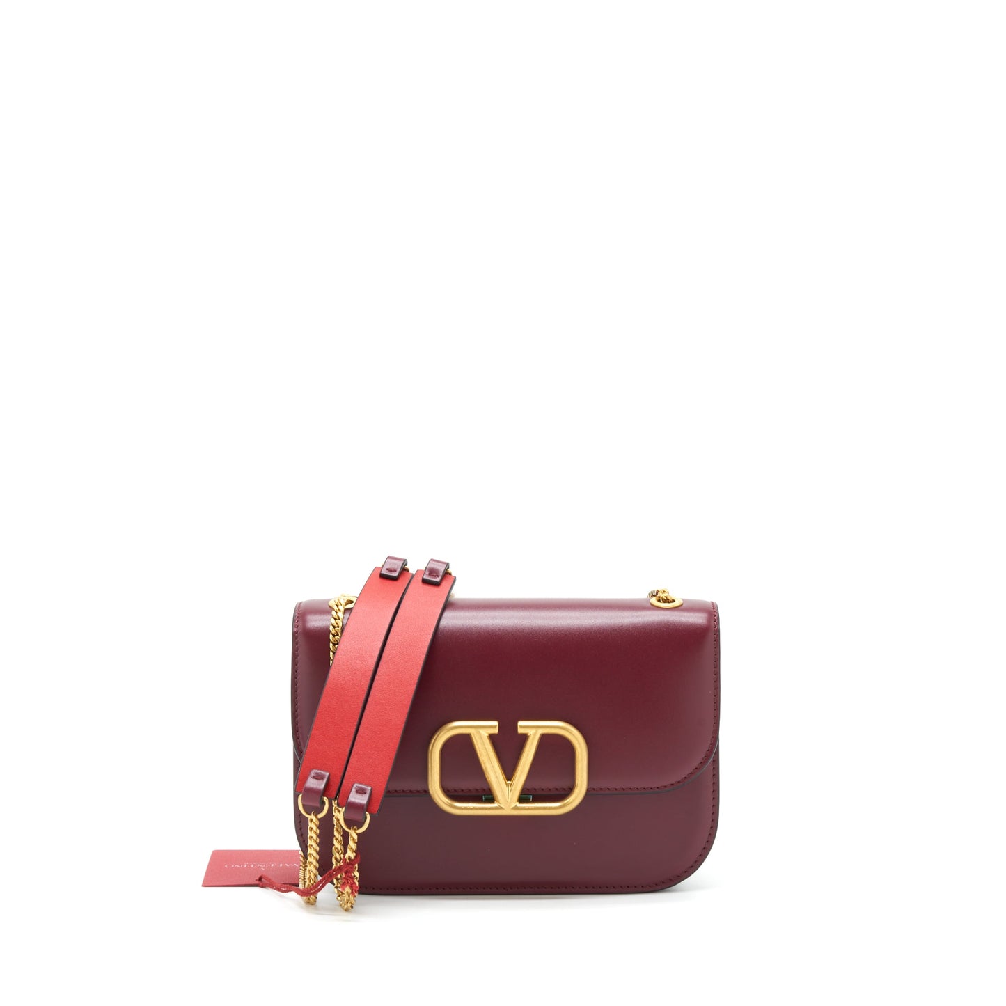 Valentino Vlogo Small Chain Mini Purse Calfskin Dark Red