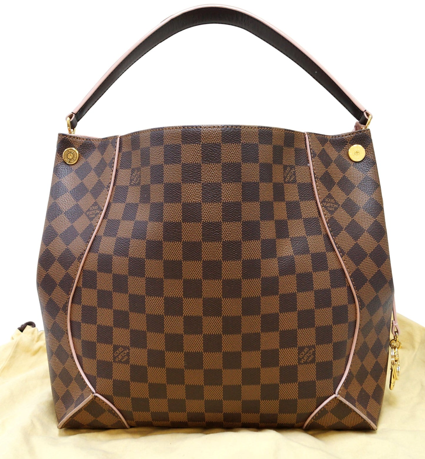 LOUIS VUITTON Damier Ebene Rose Ballerine Caissa Hobo Bag