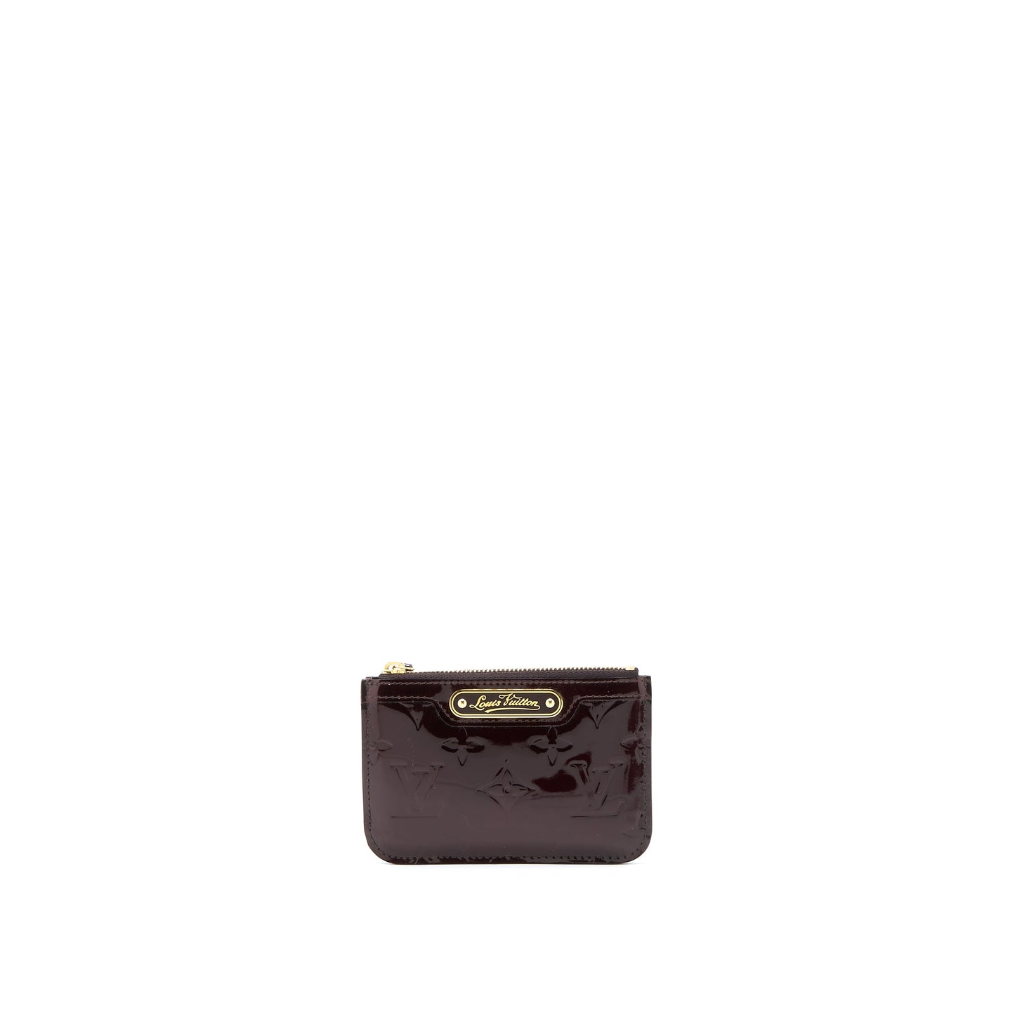 Louis Vuitton Zippy Pouch with Key Chain Patent Dark Red
