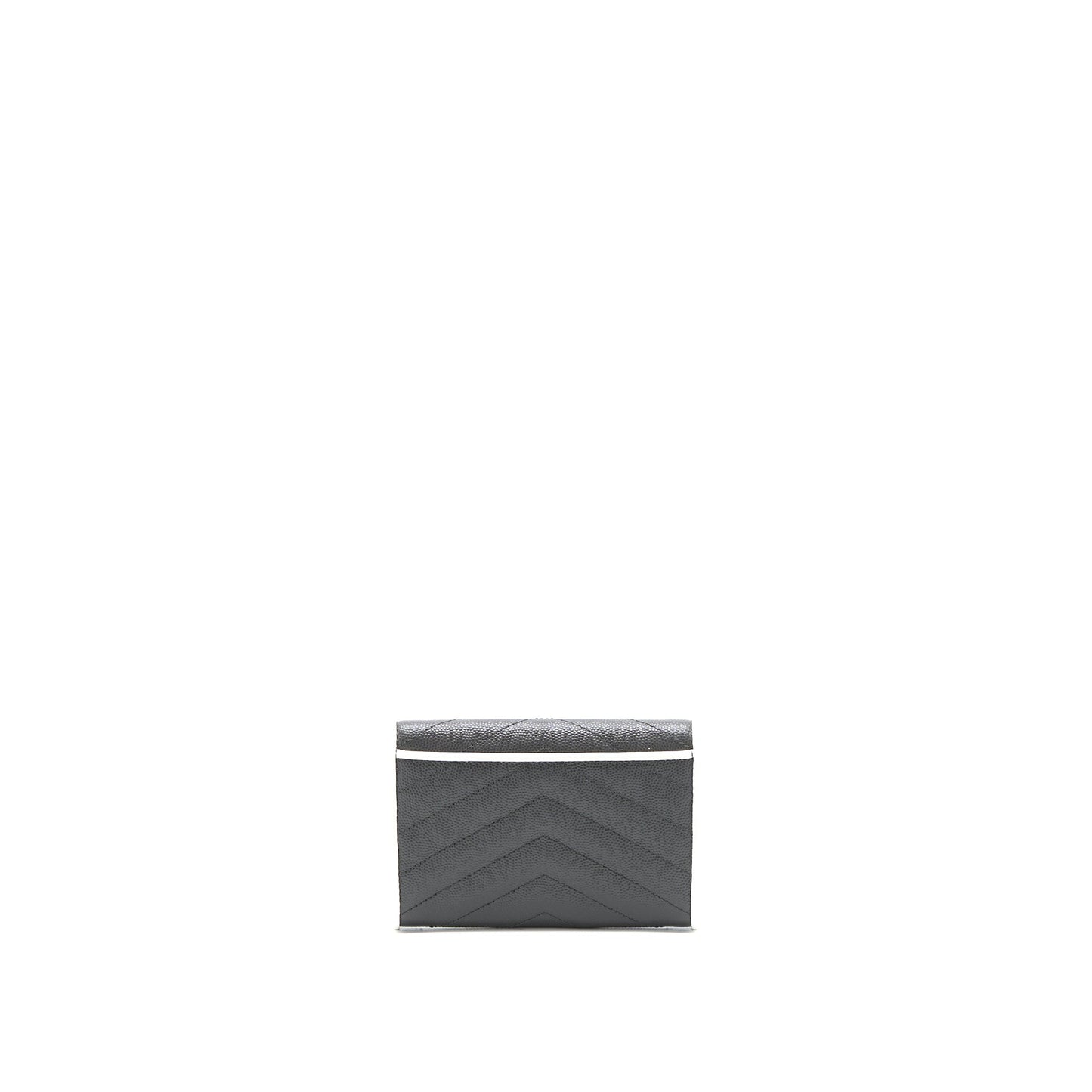 Saint Laurent Small Flap Wallet Grained Calfskin Grey/White