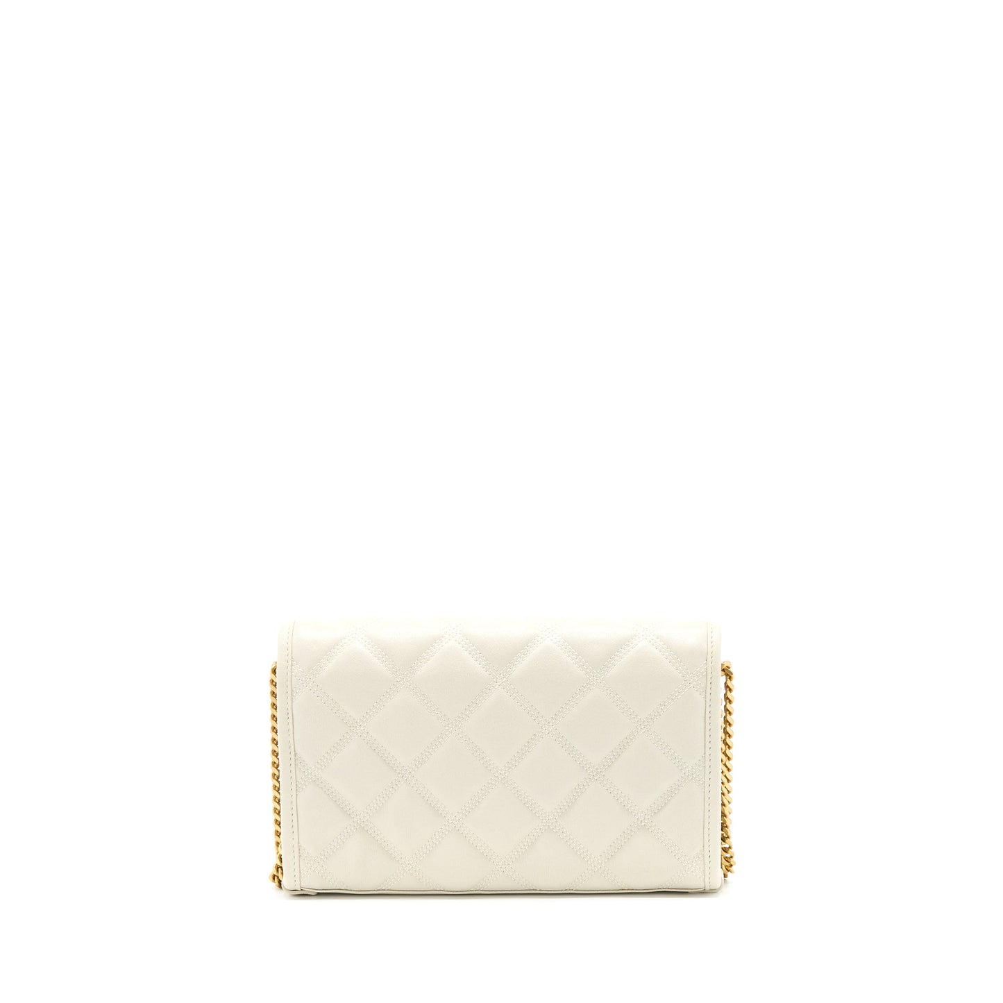 Saint Laurent Becky Quilted Chain Purse White