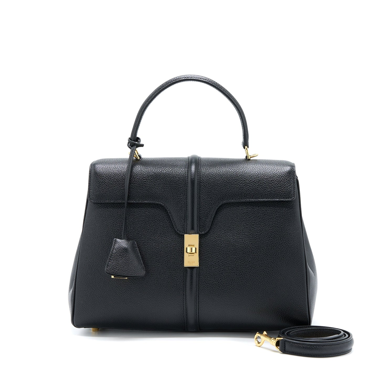 Celine 16 Purse Grained Calfskin Black