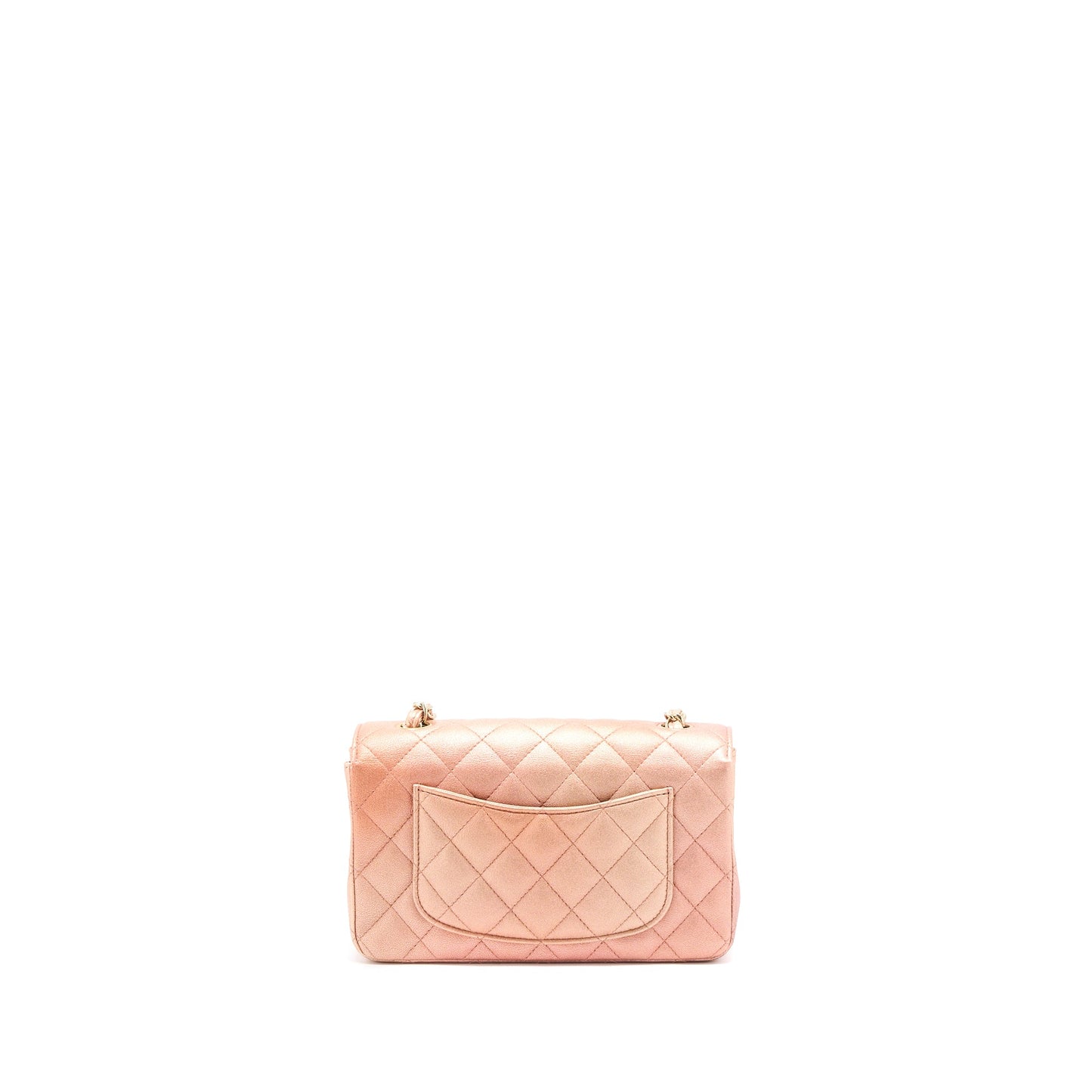 Chanel 21S Mini Rectangular Flap Bag Metallic Grained Lambskin OmbrÃ© Rose Gold LGHW