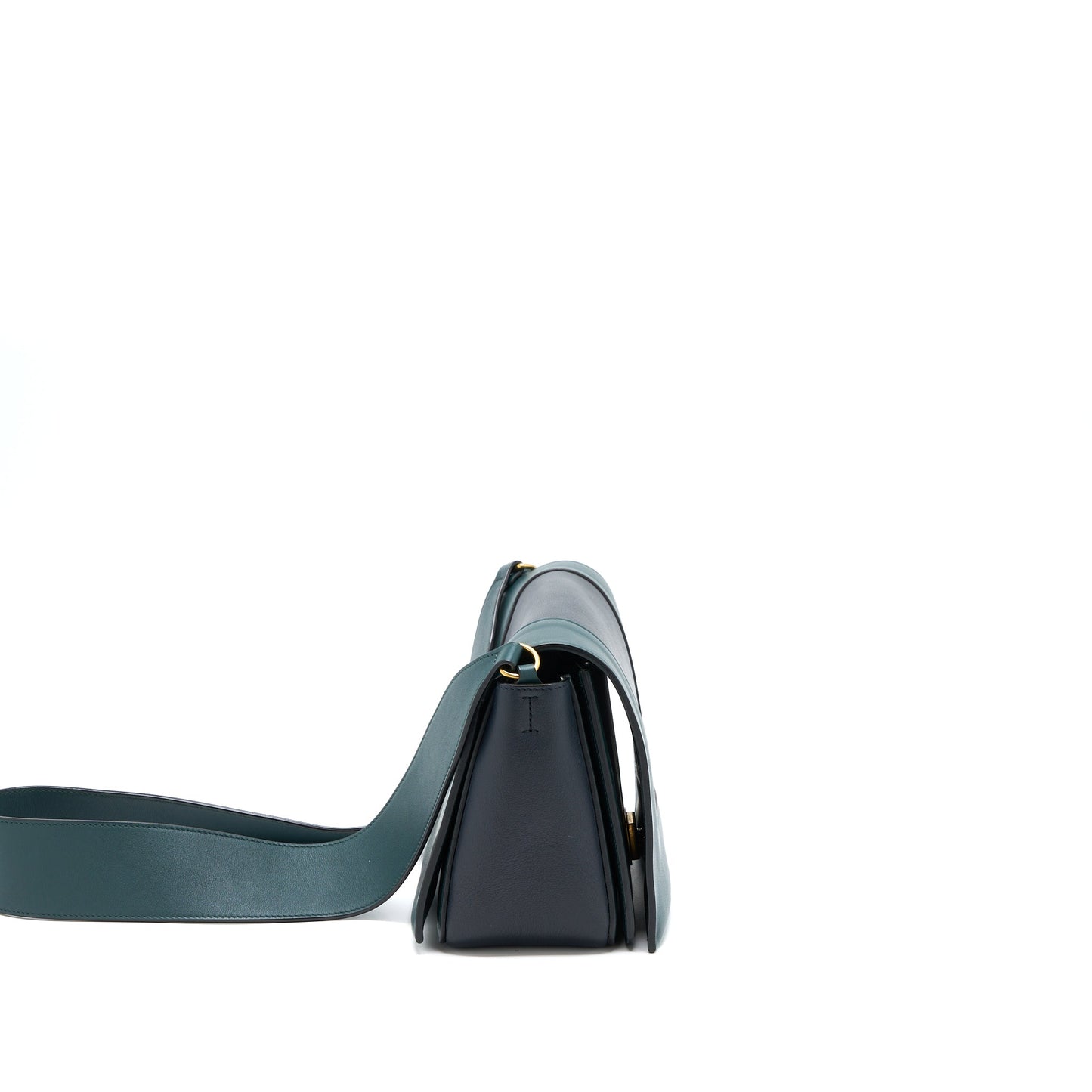 Celine Frame Purse Calfskin Navy/Dark Green