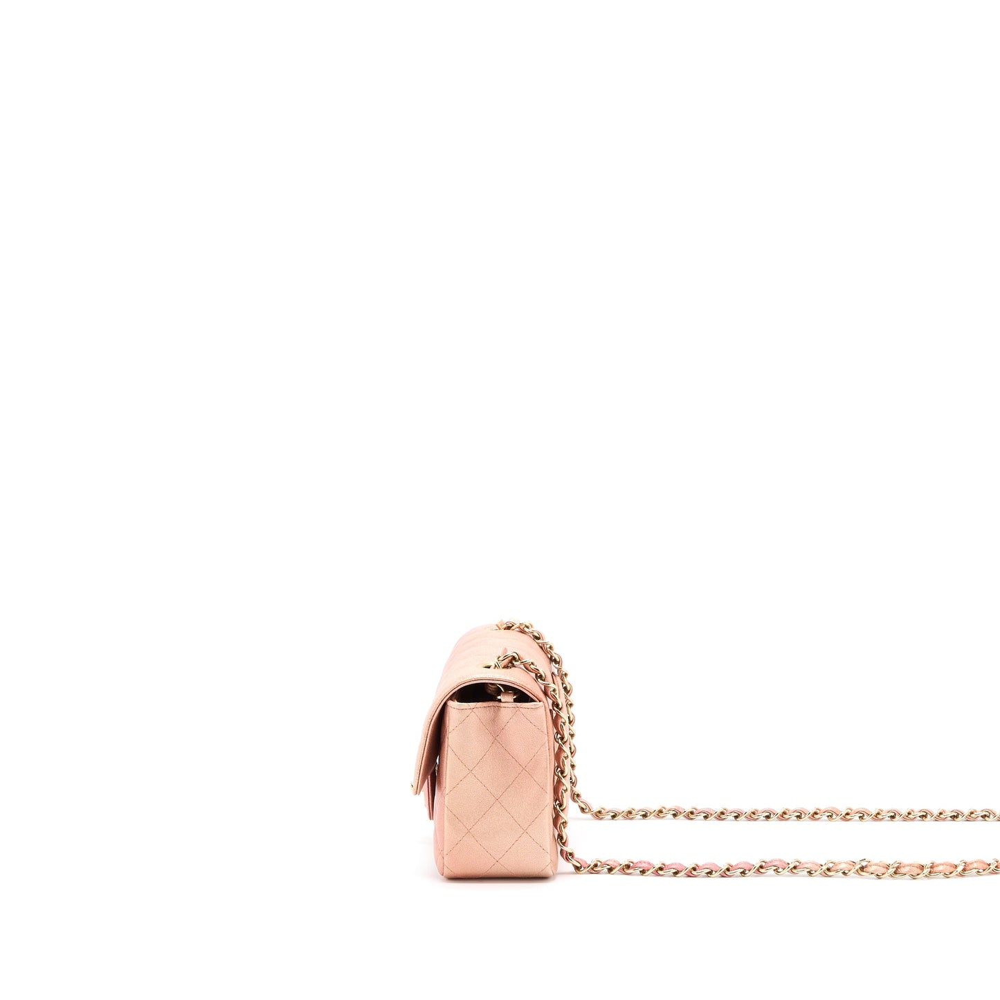 Chanel 21S Mini Rectangular Flap Bag Metallic Grained Lambskin OmbrÃ© Rose Gold LGHW