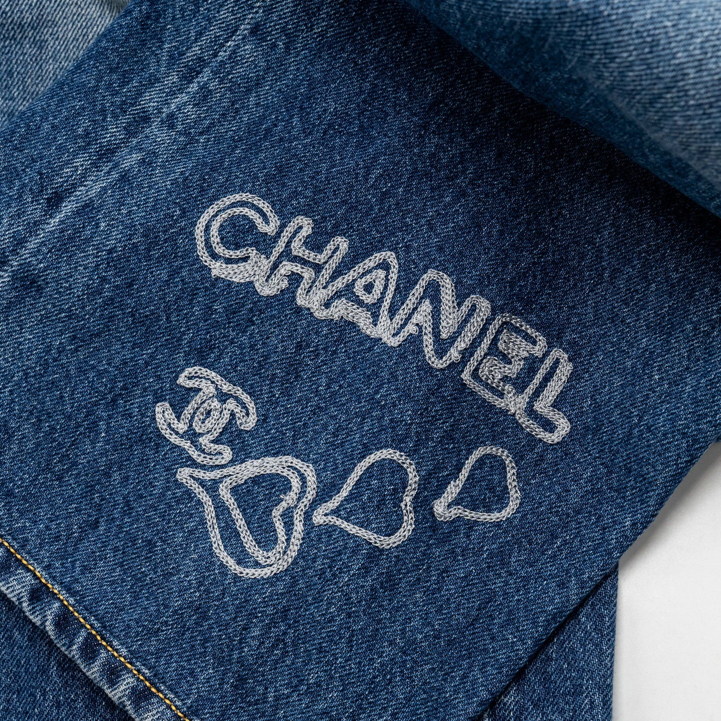 Chanel size 34 coco chanel print denim jeans Cotton blue