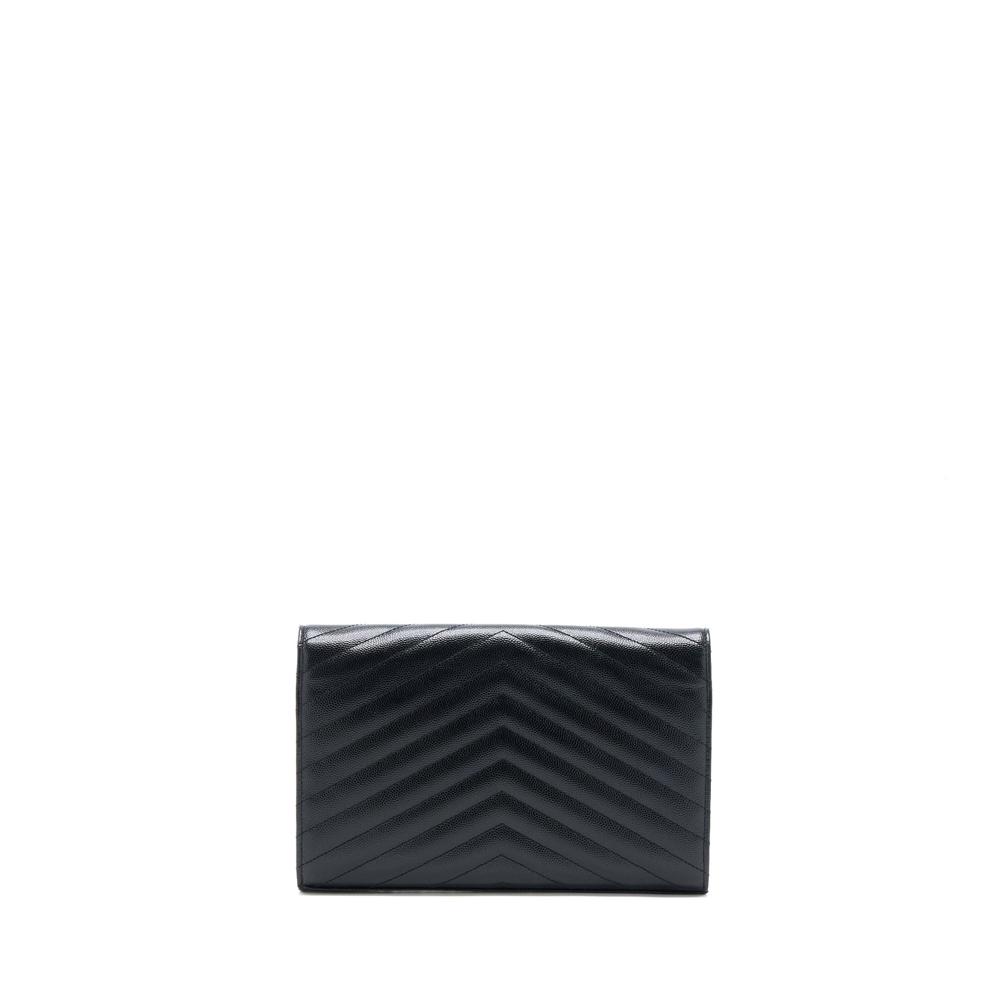 Saint Laurent Envelop Chain Wallet Grained Calfskin Black