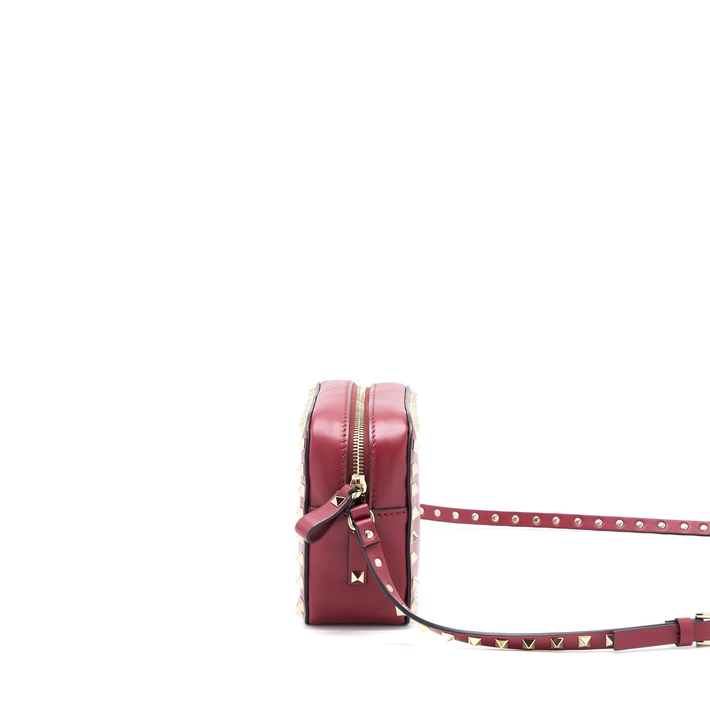 Valentino Rockstud Crossbody Camera Purse Calfskin Red