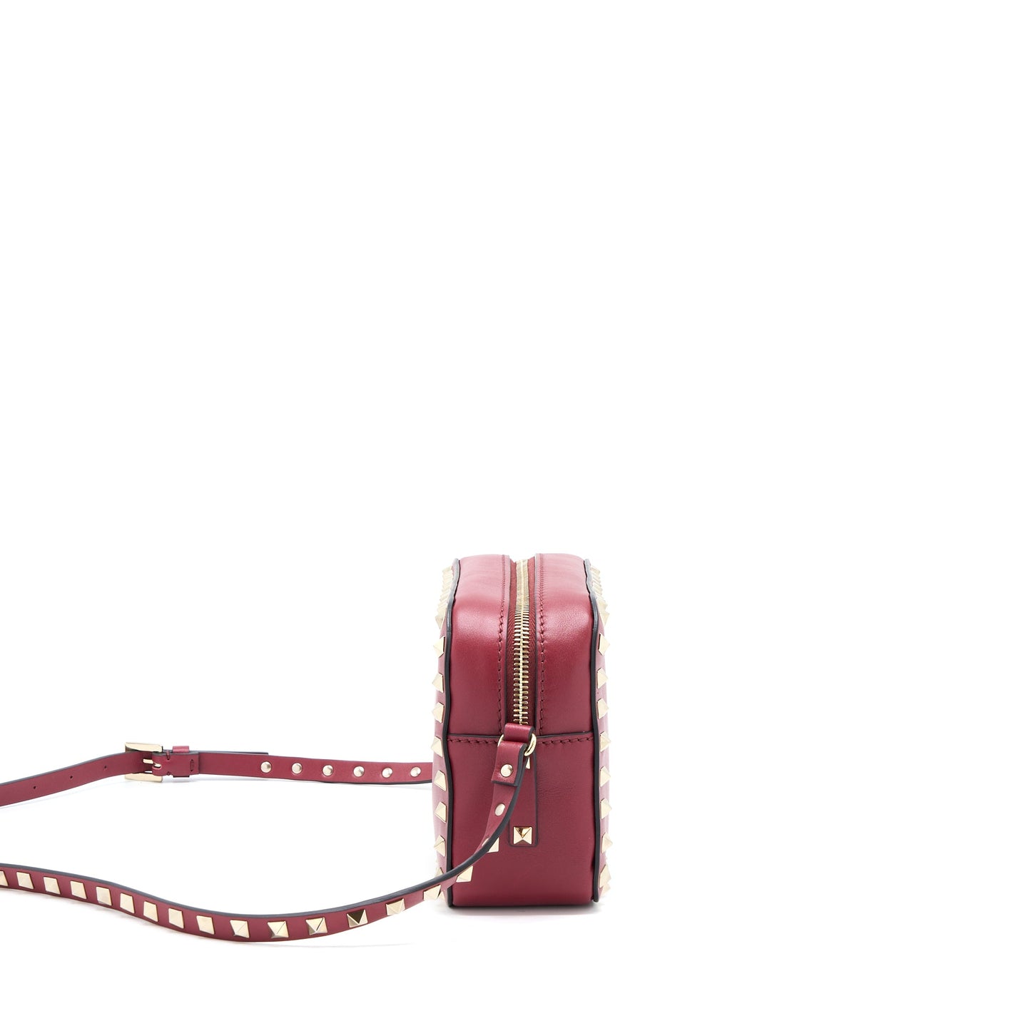 Valentino Rockstud Crossbody Camera Purse Calfskin Red