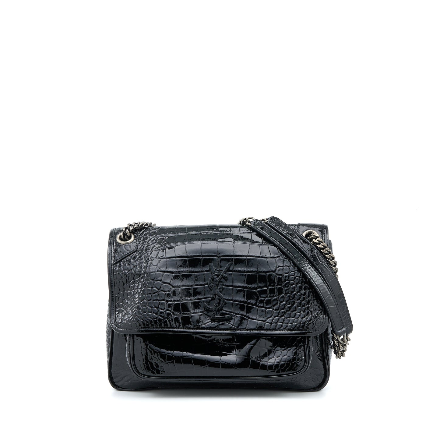 Saint Laurent Medium Niki Chain Purse Patent Black