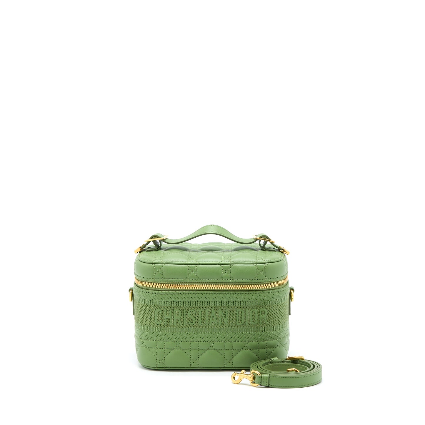 Dior Small Diortravel Vanity Case Cannage Lambskin Green