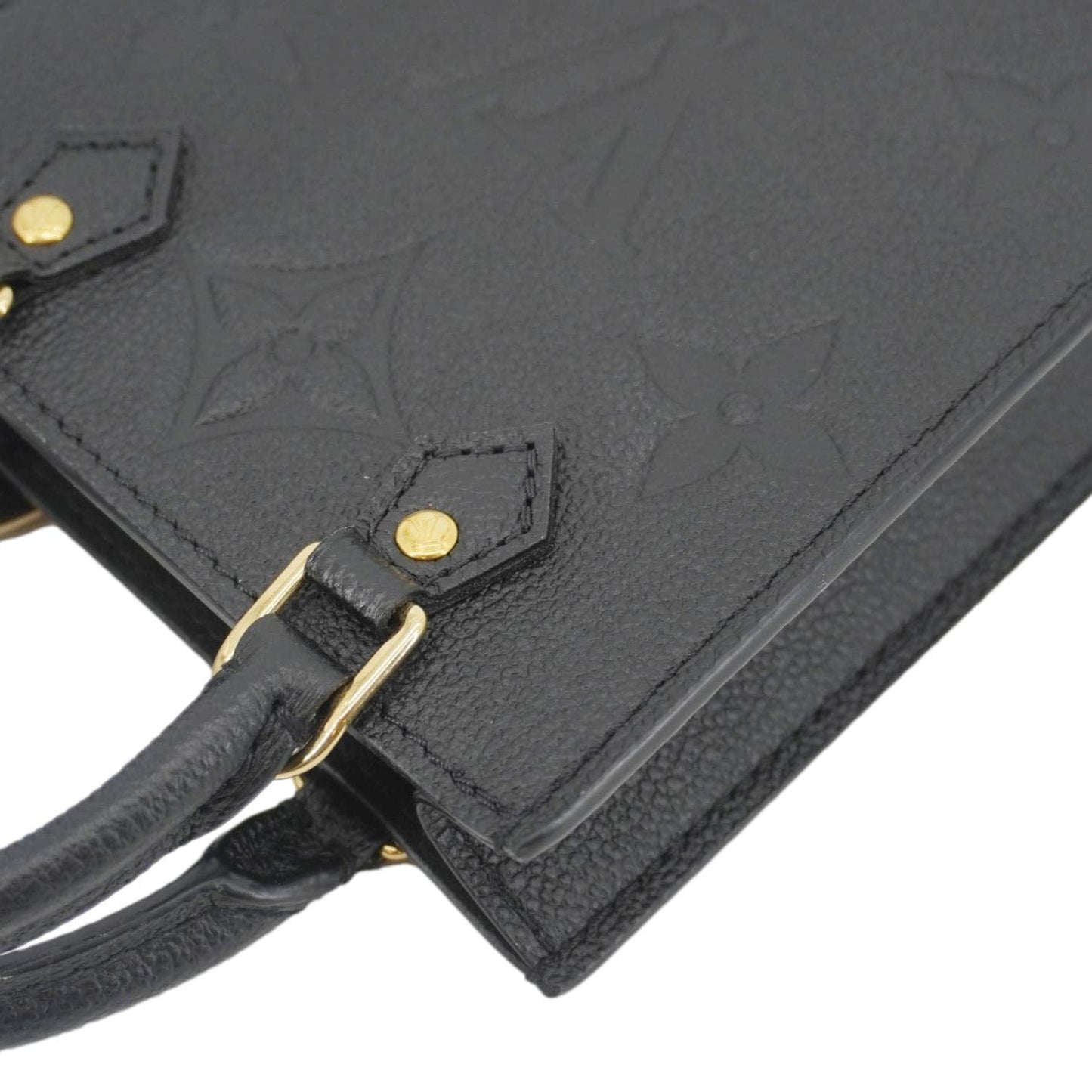LOUIS VUITTON Petit Sac Plat Monogram Empreinte Leather Shoulder Bag Black