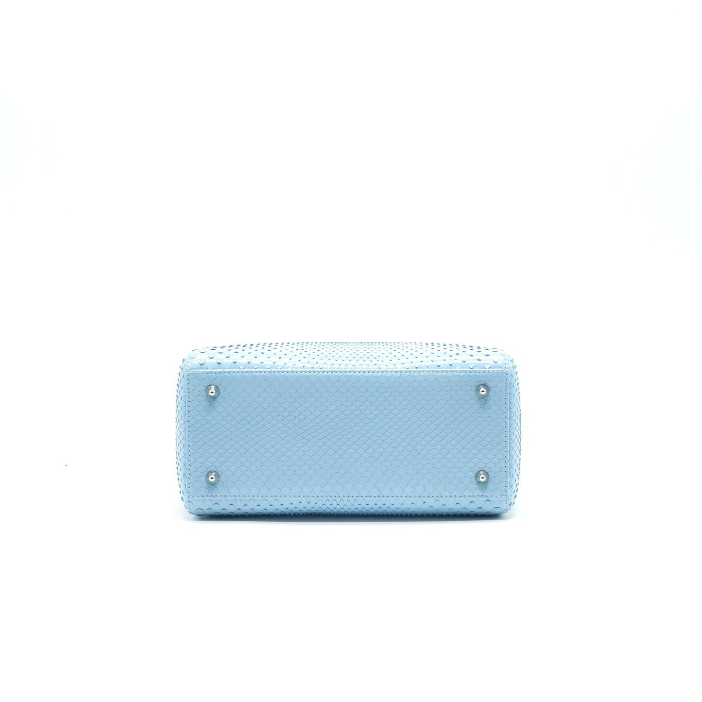 CHRISTIAN DIOR PYTHON MEDIUM LADY DIOR BAG SKYBLUE SHW WITH SMALL SCARF