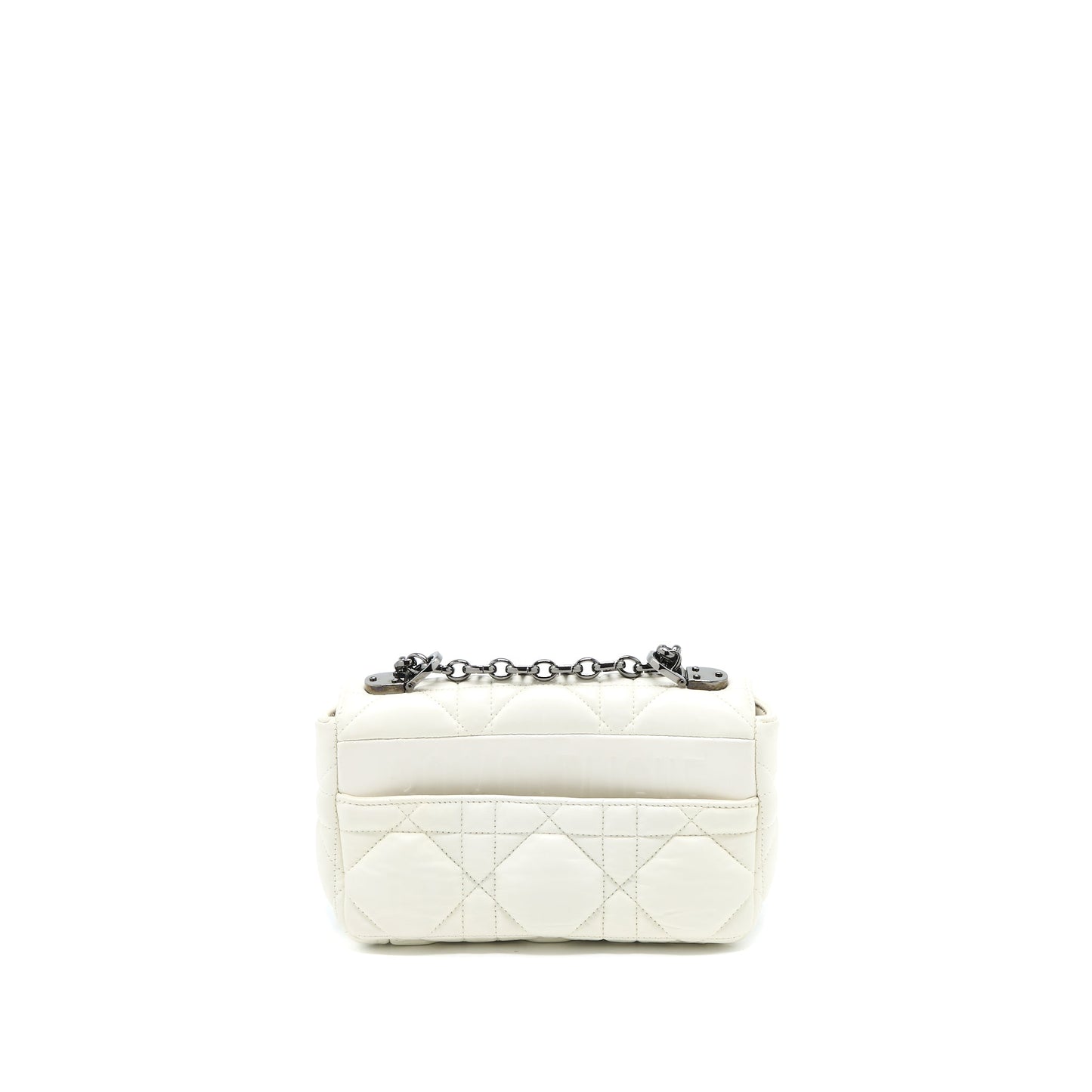 Dior Small Dior Caro Purse Latte Quilted Macrocannage Calfskin White Black Hardware