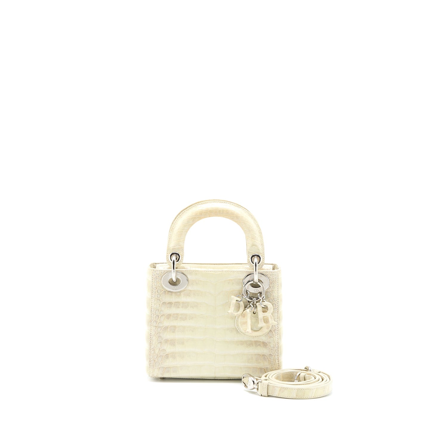 Dior Mini Lady Dior Himalayan Crocodile White
