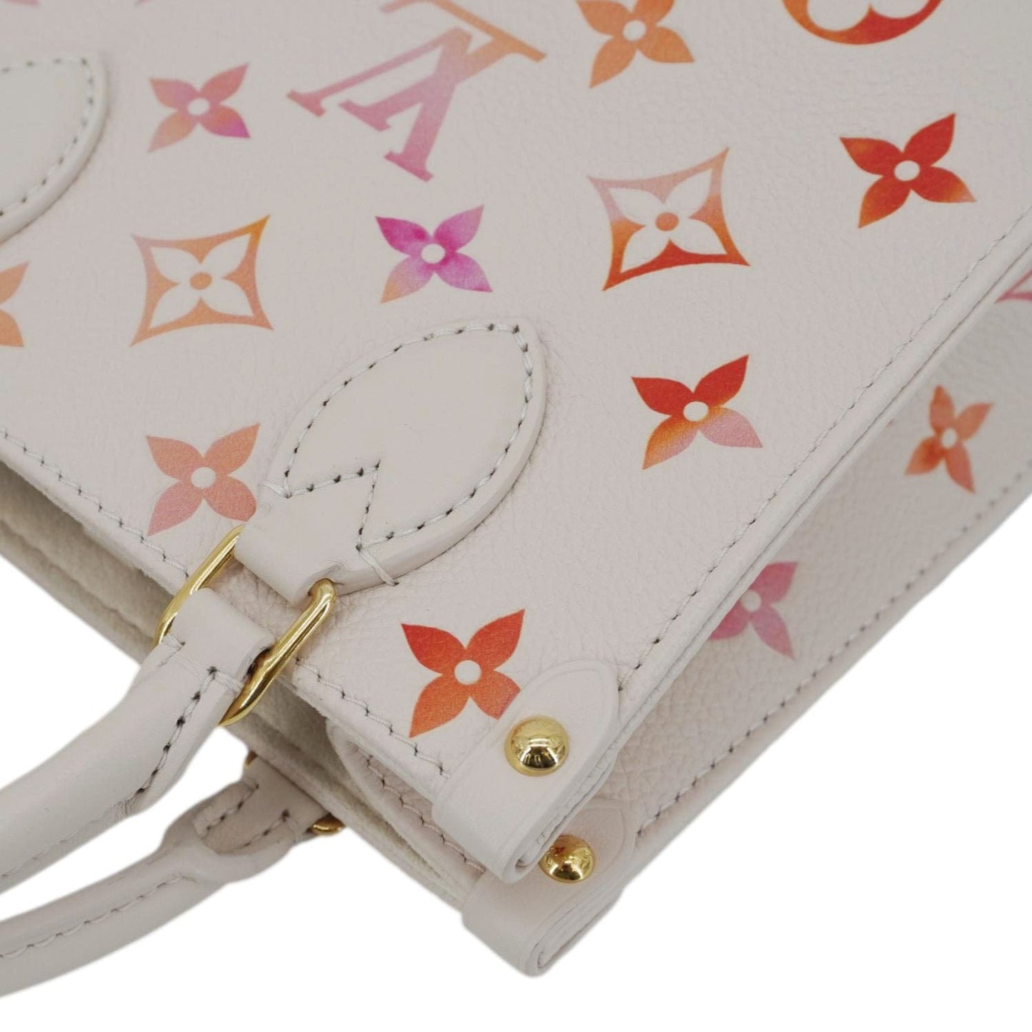 LOUIS VUITTON Onthego BB Giant Monogram Empreinte Leather Tote Shoulder Bag Cream