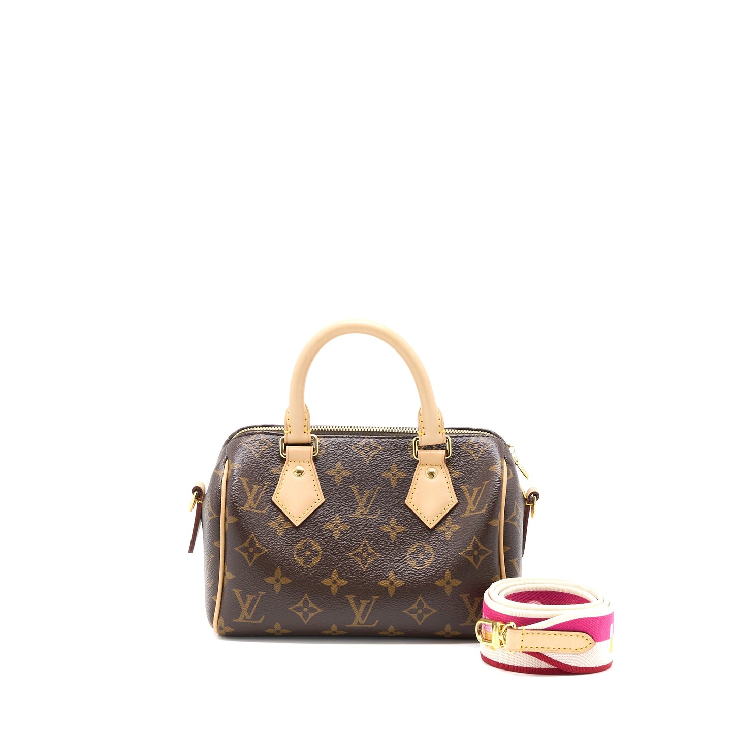 Louis Vuitton Speedy Bandouliere 20 Monogram Canvas with Fuchsia Strap