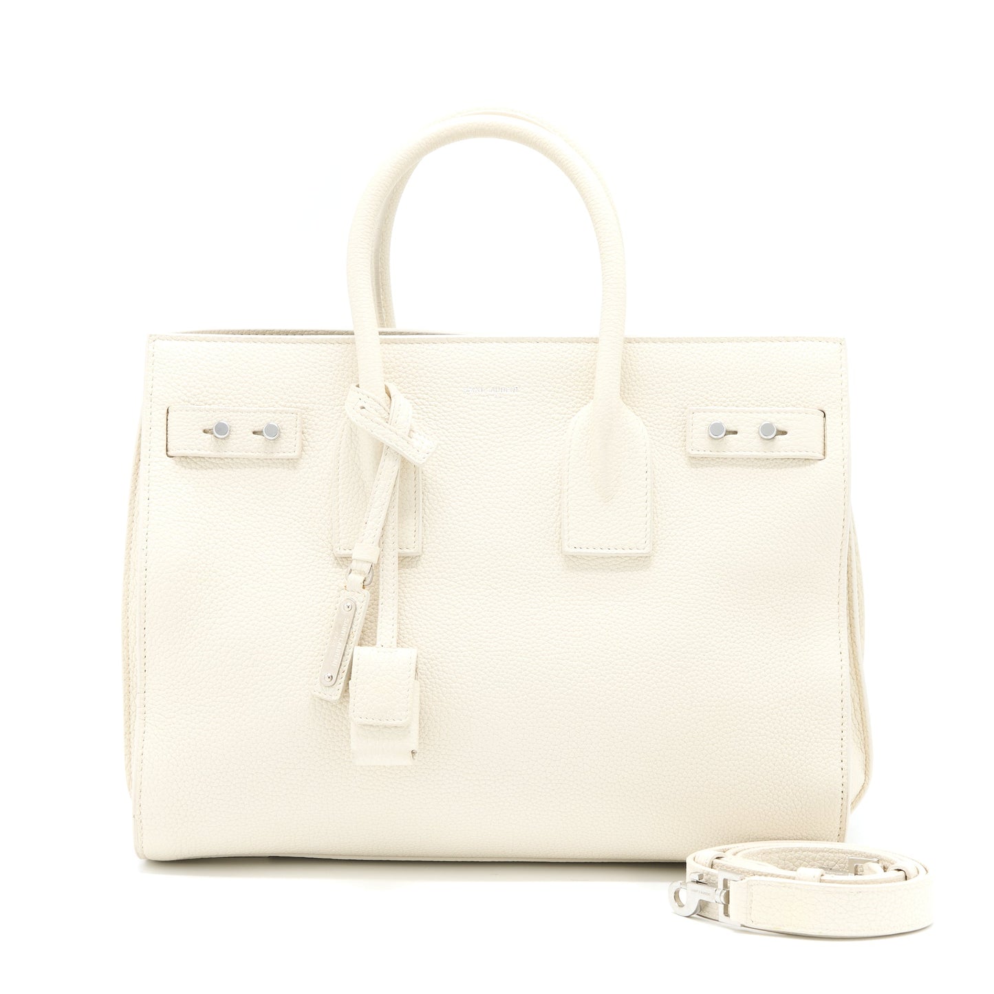 Saint Laurent Sac De Jour Tote Purse Calfskin White