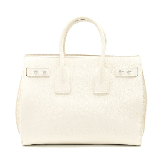 Saint Laurent Sac De Jour Tote Purse Calfskin White